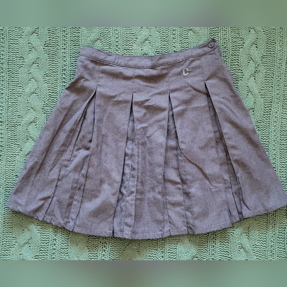 Lands' End Classic Gray Pleated Skirt